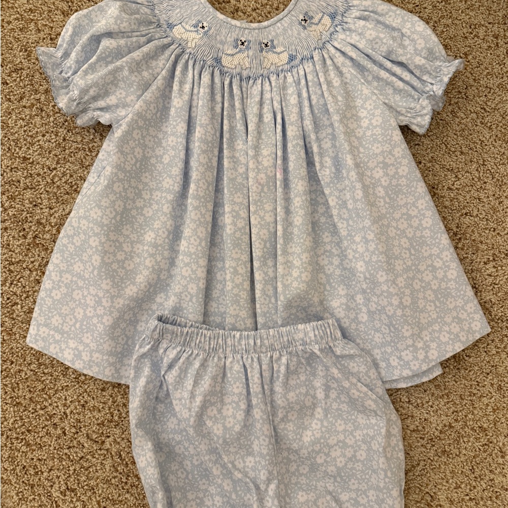 Ruth and Ralph Smocked Bloomer Set